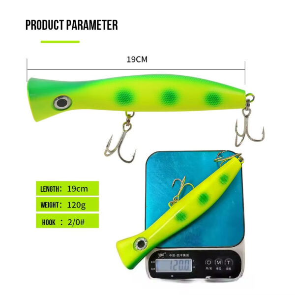 19cm 120g Top Water Popper Fishing Lures Artificial Hard Bait Floating Fishing Popper Lure Trolling Bait - Image 3