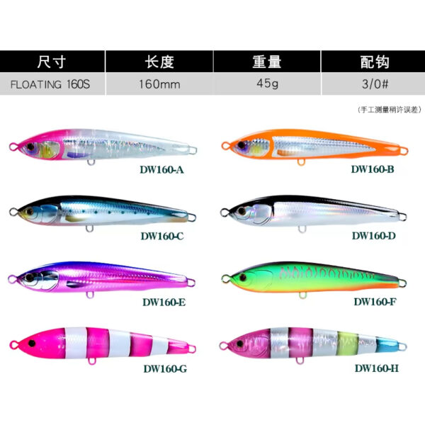 Big Game Topwater Treble Hook Trolling Surface 160mm 45g Pencil Lure Simulate Casting Pencil Lure floating Pencil Fishing Lures - Image 5