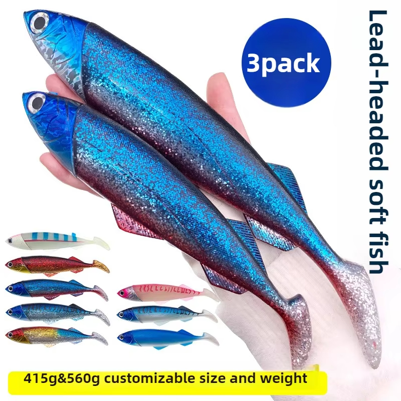 Gran juego cabeza de plomo mar profundo cebo suave grande 26cm_416g 33cm_560g cabeza de pez de metal cebo de pesca señuelo - AliExpress 18